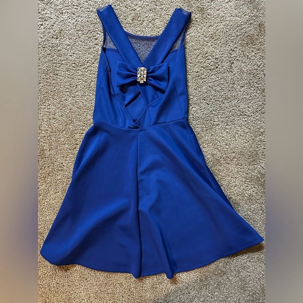 Royal Blue Bow Back Diamond Mini Dress Size 5